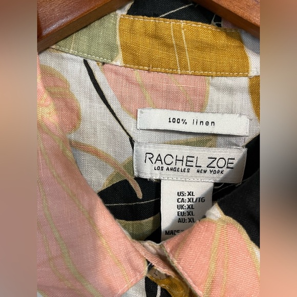 Rachel Zoe Womens Boxy Floral Button-Up Shirt Boho Multicolor Size XL - Picture 5 of 9